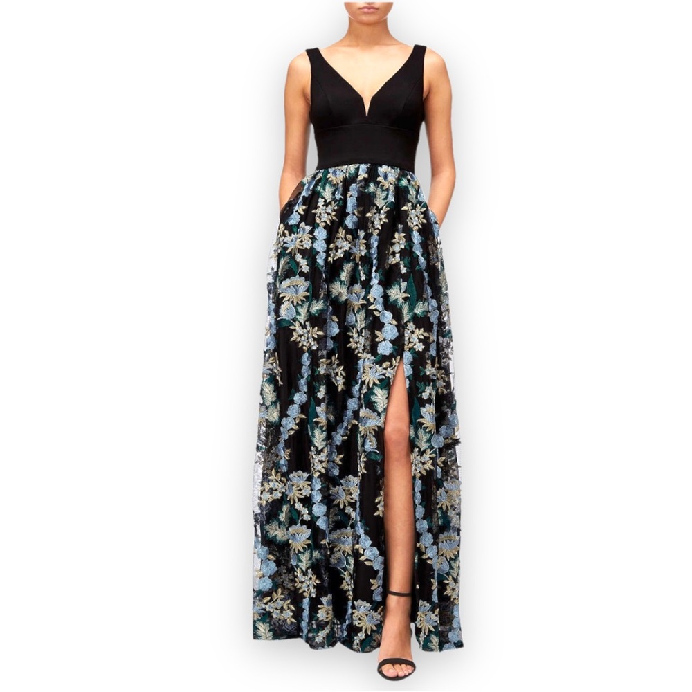 ADRIANNA PAPELL Embroidered Mesh Gown NWT Size 4